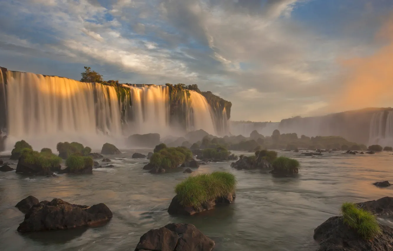 Photo wallpaper river, waterfall, Brazil, Paraná, Iguazu national Park