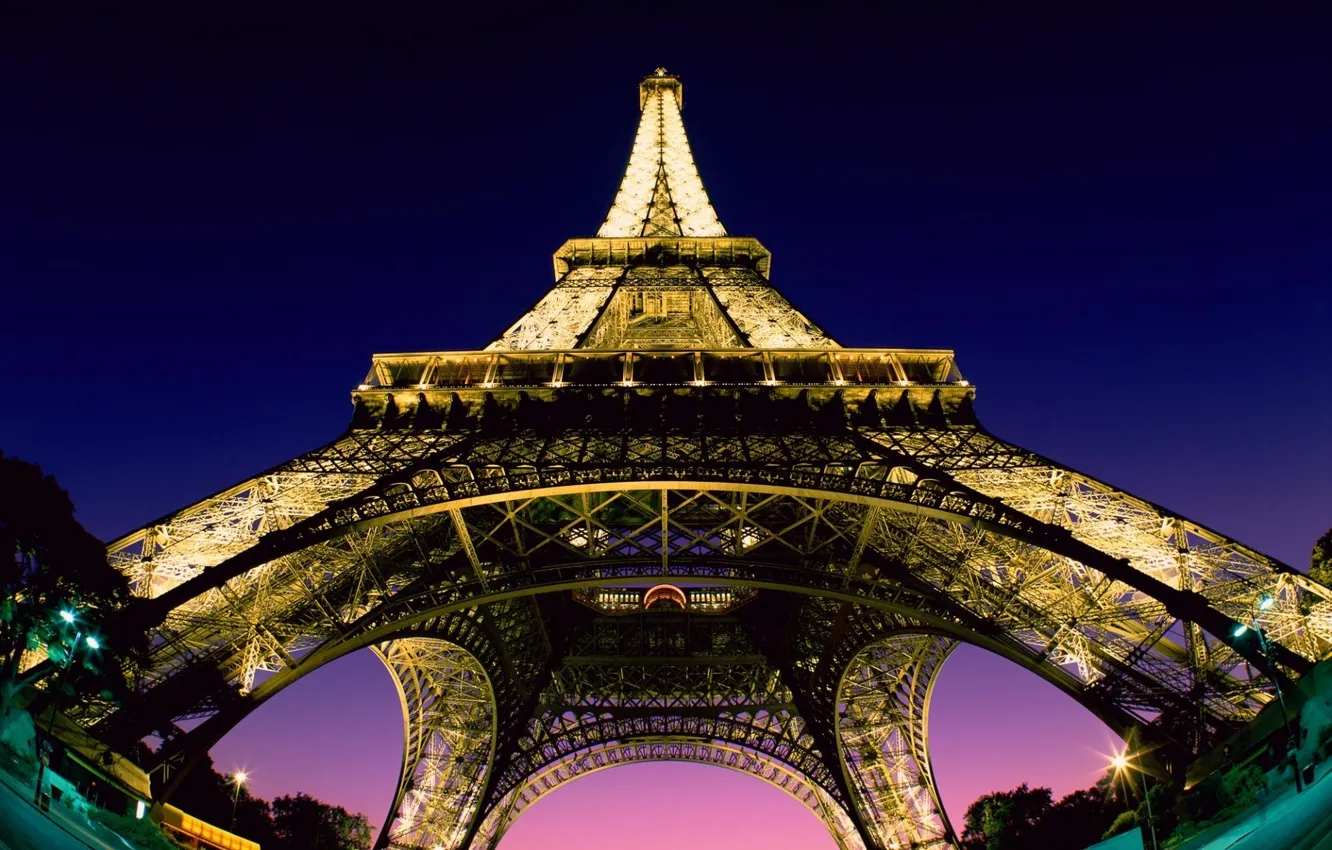 Photo wallpaper the sky, lights, bottom, Eiffel tower