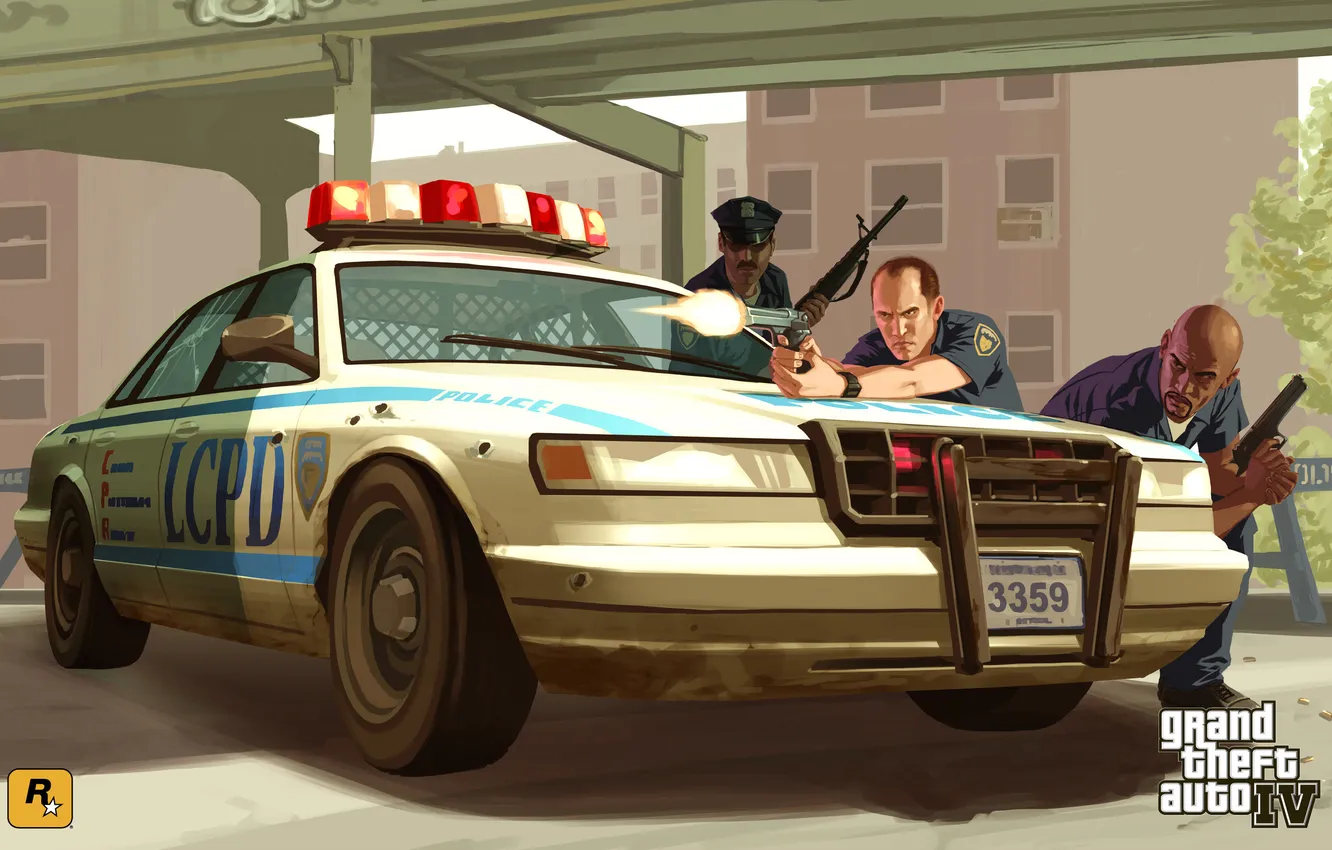 Photo wallpaper Wallpaper, the game, shootout, cops, GTA 4