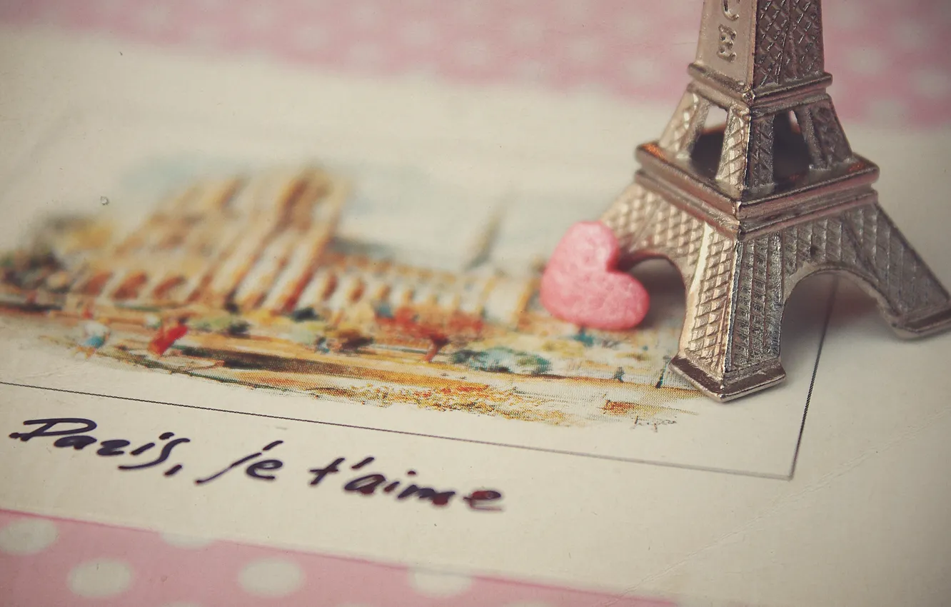 Photo wallpaper love, Paris, postcard