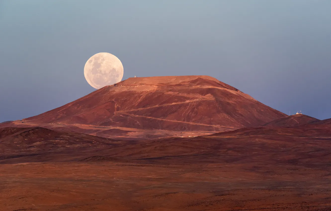 Photo wallpaper landscape, mountains, nature, Chile, Supermoon
