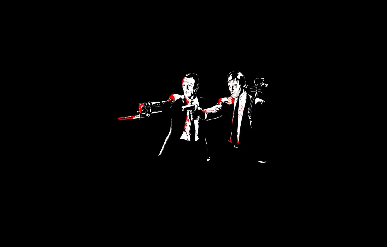 Photo wallpaper black, blood, pulp fiction, The Walking Dead, The walking dead, Daryl Dixon, Merle Dixon