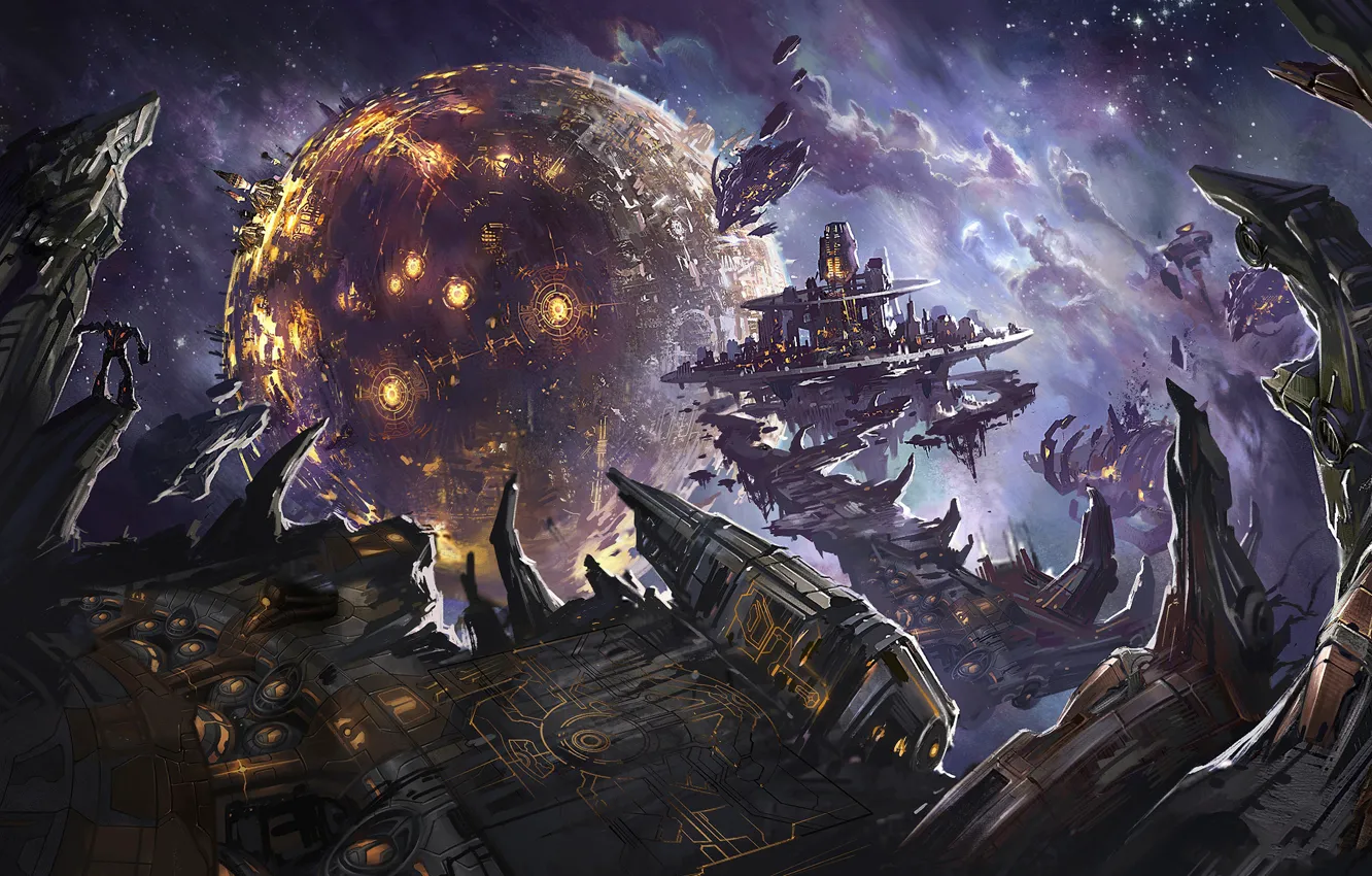 Photo wallpaper planet, explosions, robots, Transformers, Battle, War For Cybertron, Transformers, Cybertron