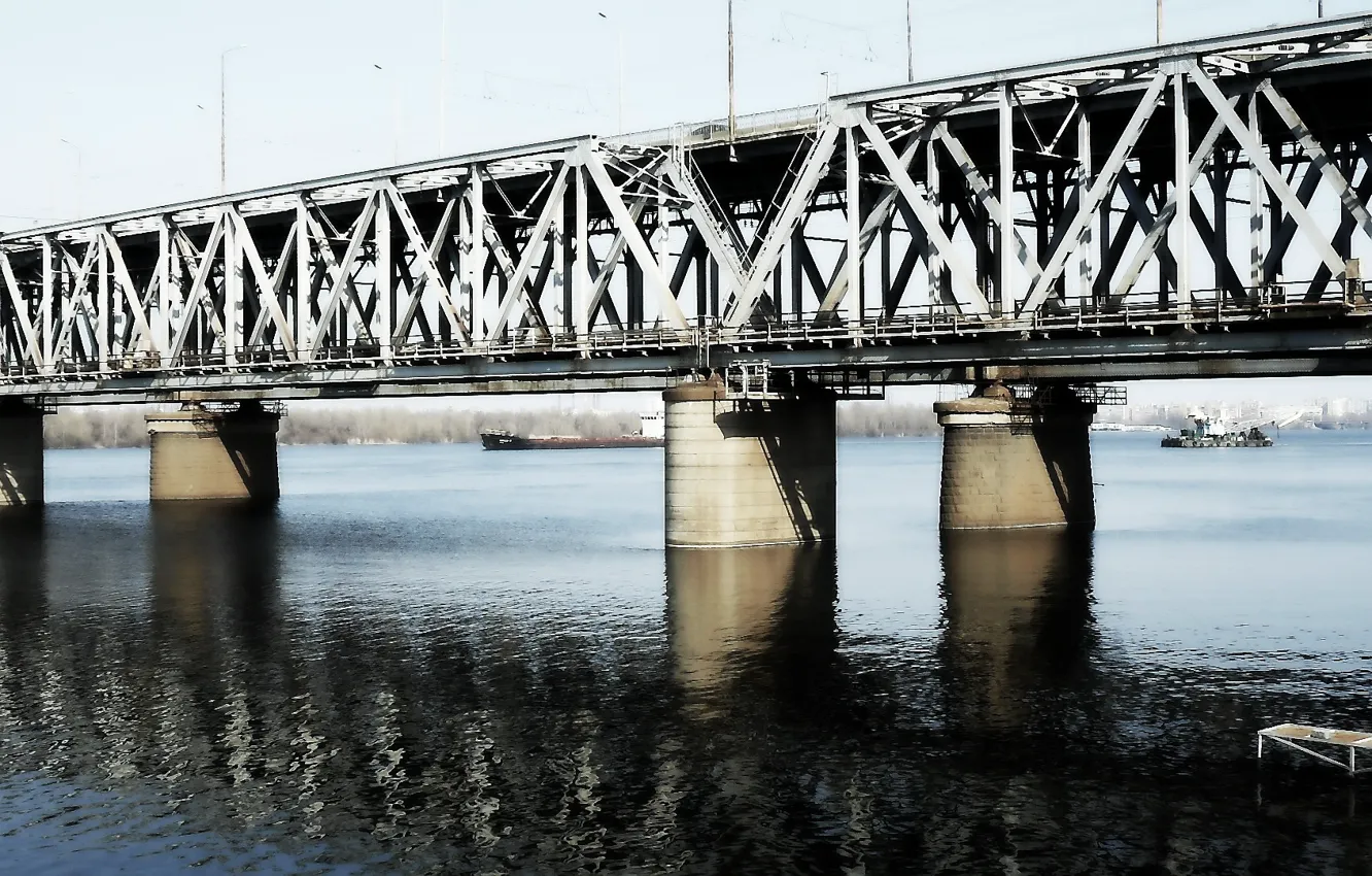 Photo wallpaper bridge, the city, river, spring