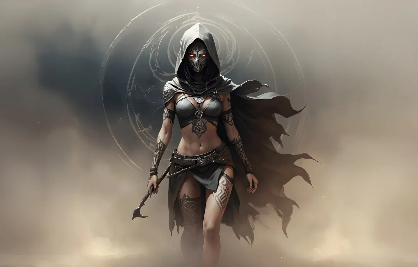 Photo wallpaper girl, Wand, Priestess, AI Art