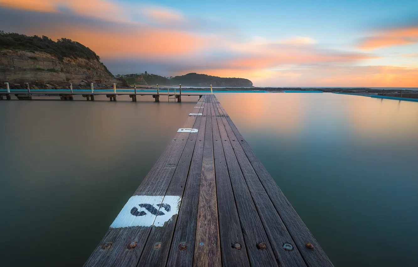 Photo wallpaper sea, landscape, bridge