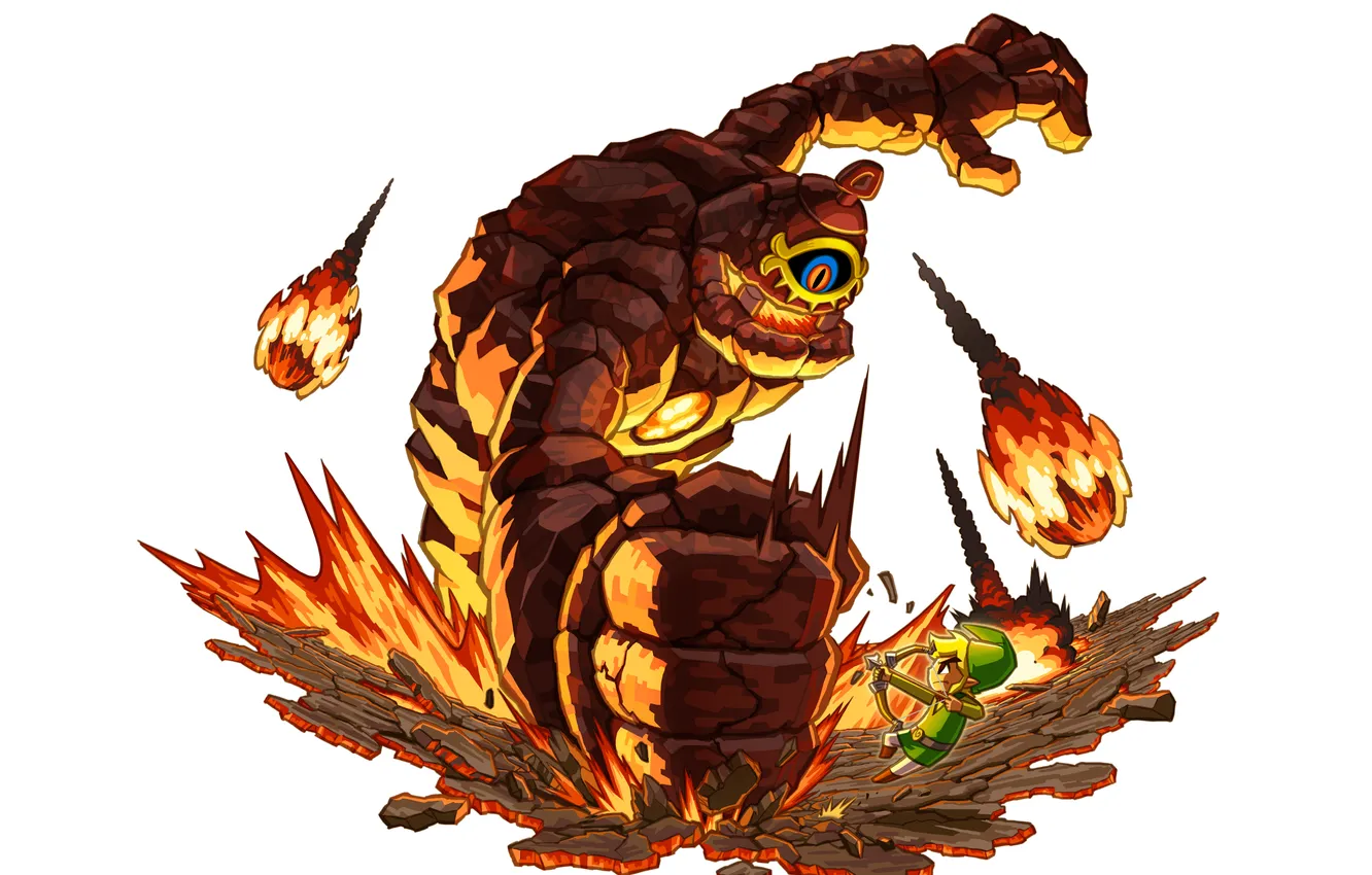 Photo wallpaper stone, lava, bow, Arrow, creature, zelda spirit tracks