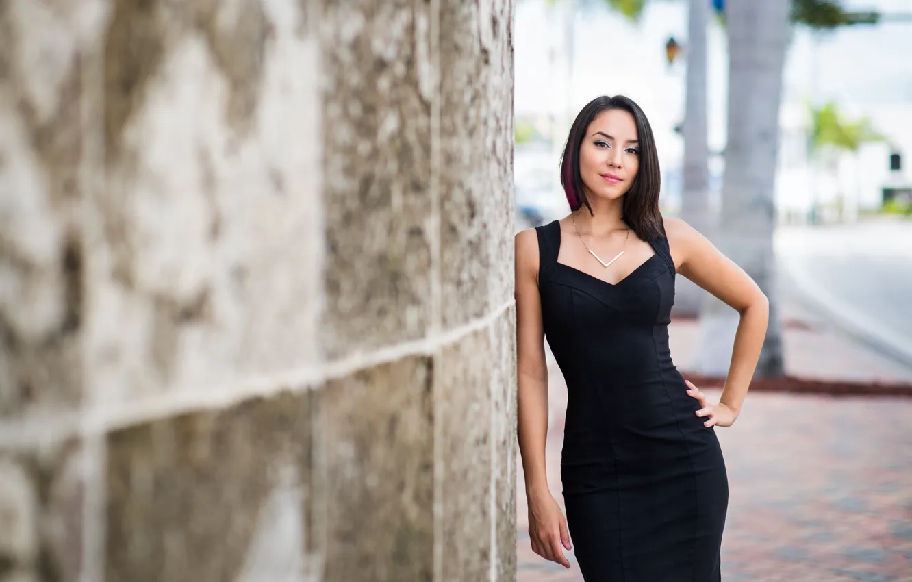 Photo wallpaper look, girl, background, dress