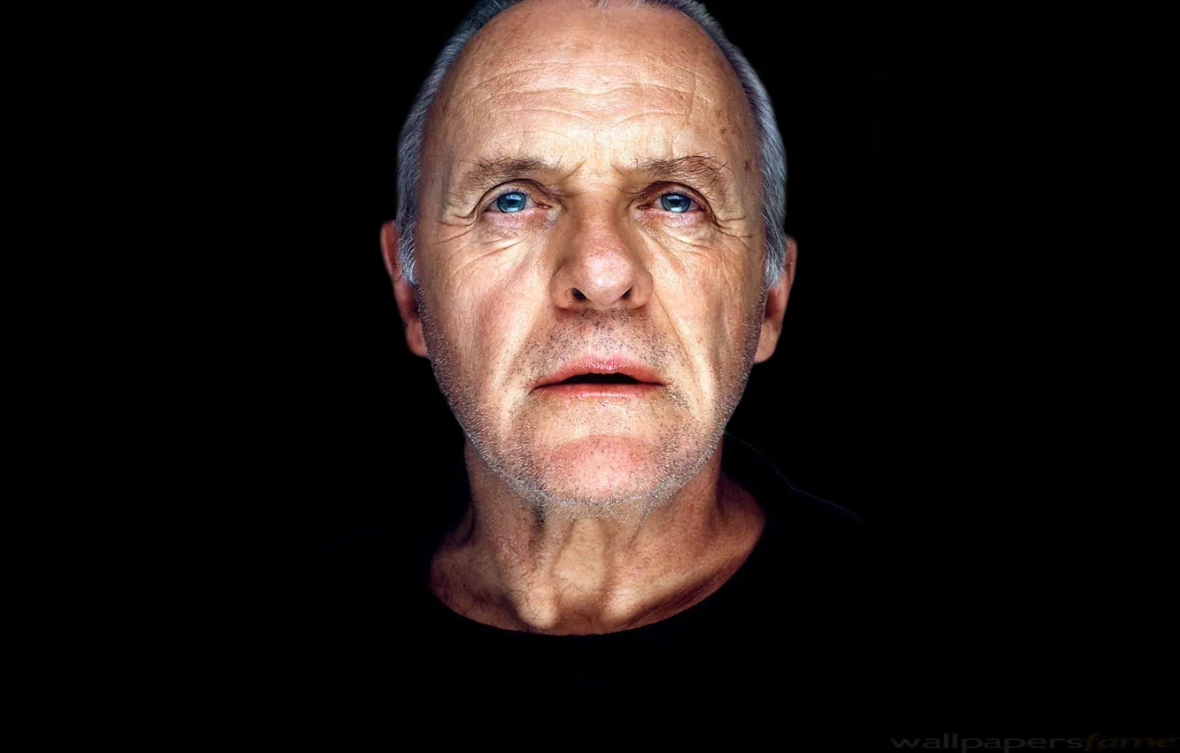 Photo wallpaper eyes, face, male, actor, black background, Anthony Hopkins, Anthony Hopkins