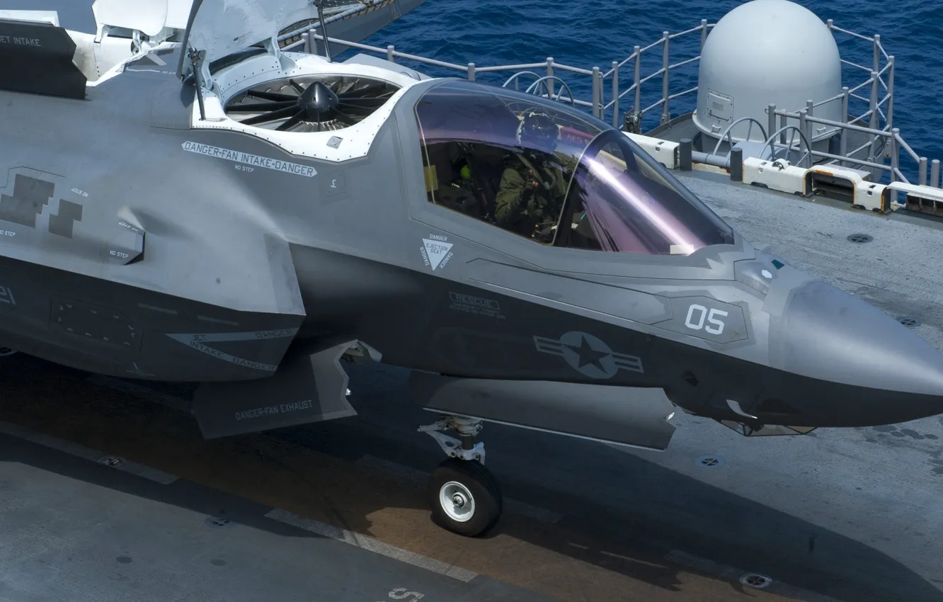 Photo wallpaper fighter, F-35B Lightning II, US Marine Corps, VTOL