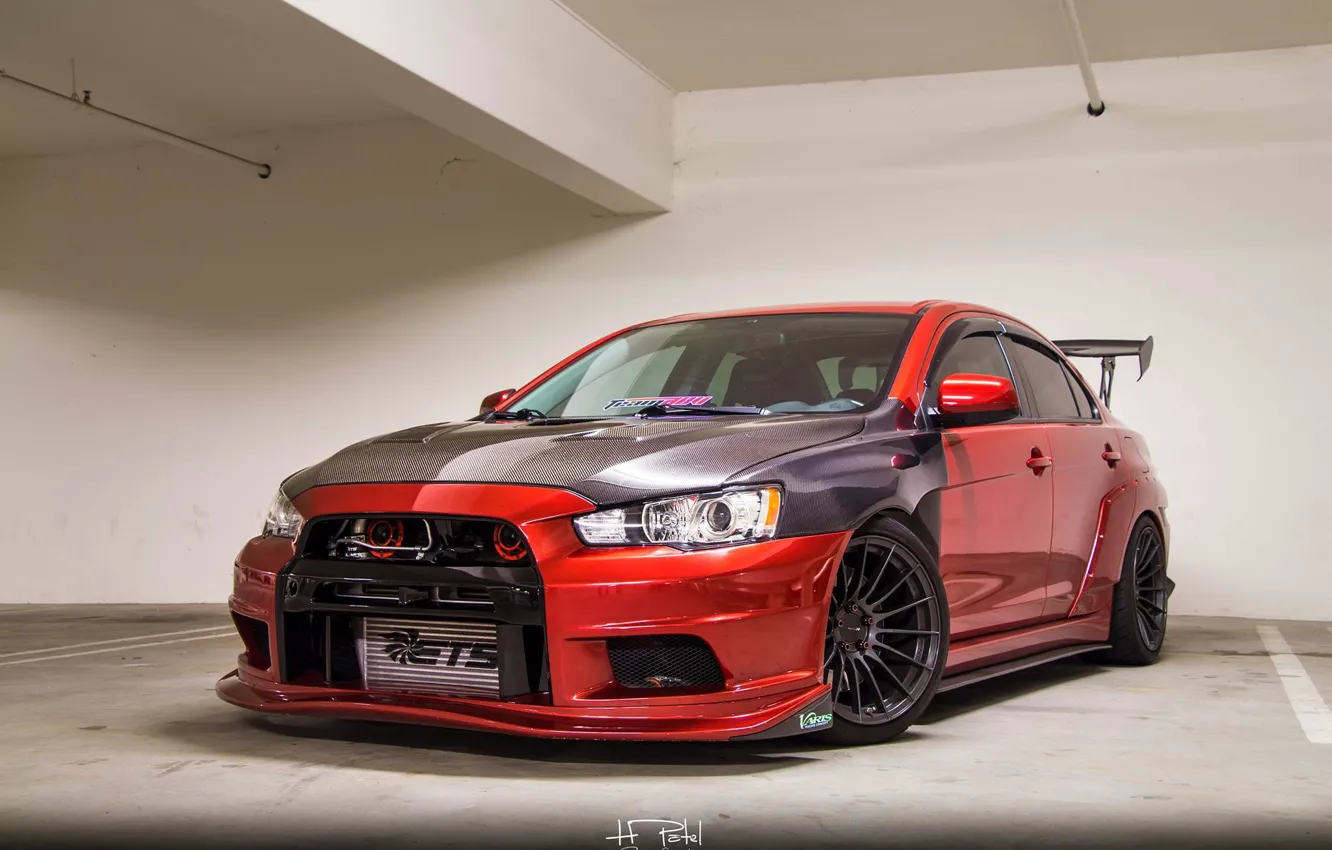 Photo wallpaper Mitsubishi, Lancer, Japan, red, Evolution, tuning, evo, power
