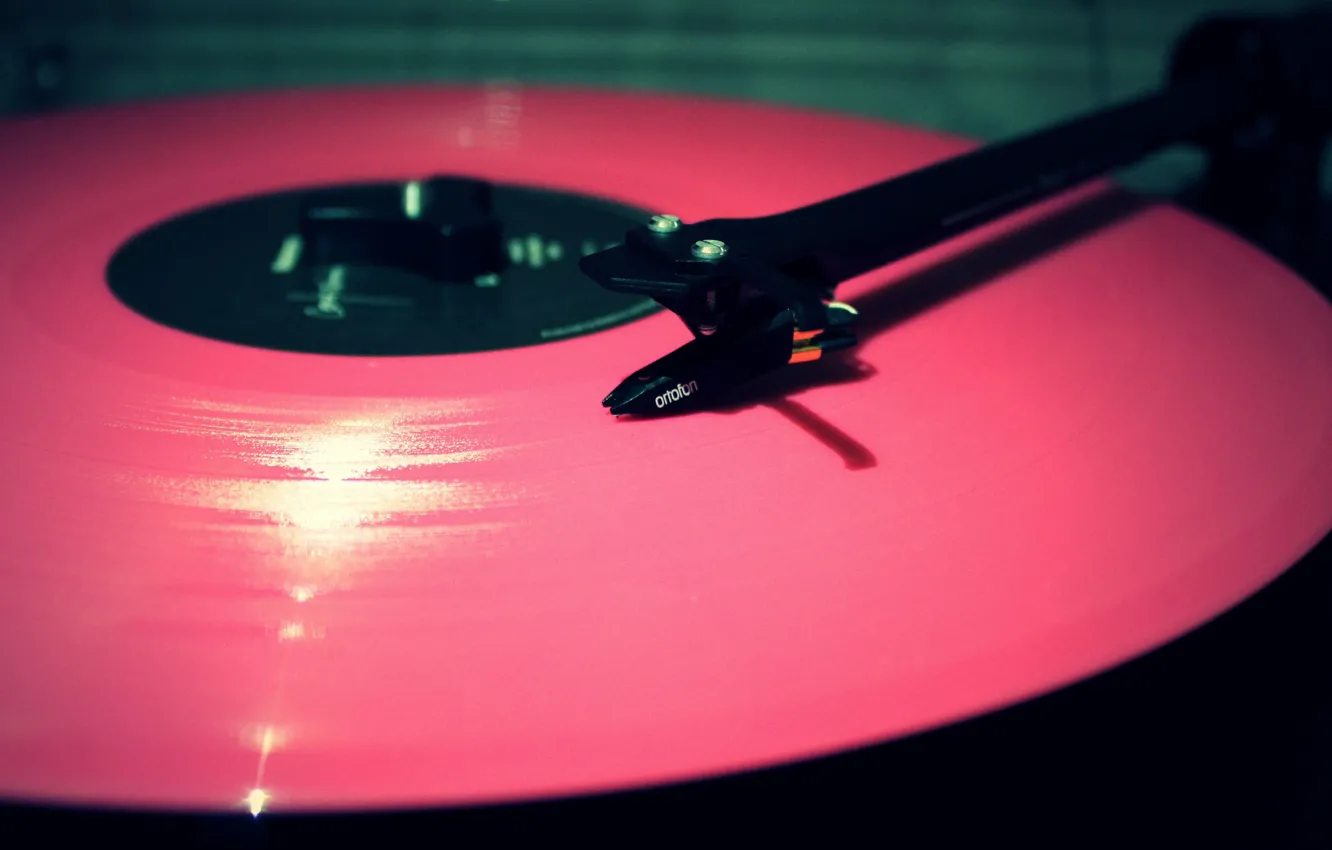 Photo wallpaper COLOR, PINK, NEEDLE, VINYL, PLAYER, RECORD
