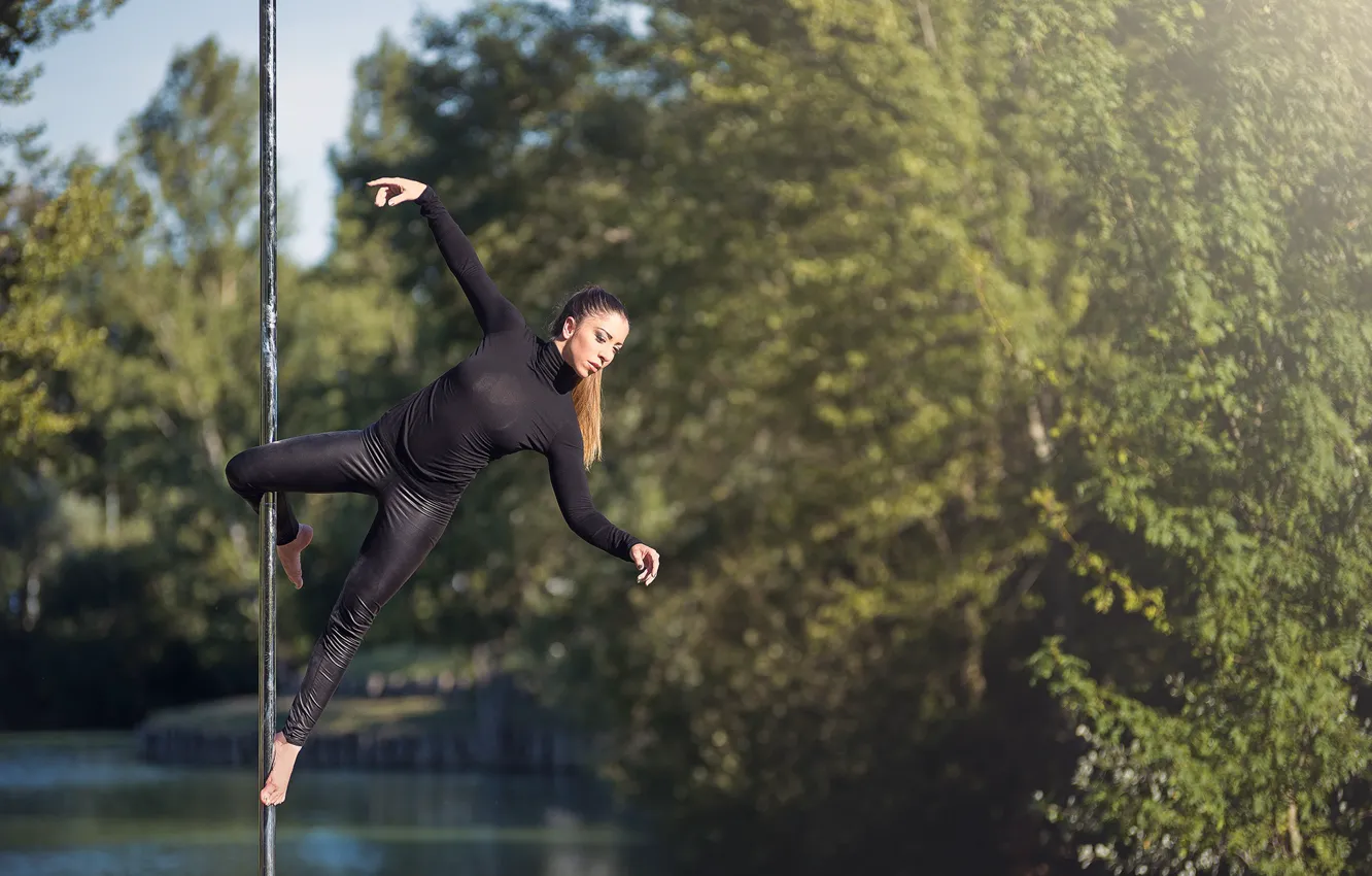 Photo wallpaper girl, dance, grace, pole, Sophie Antoine