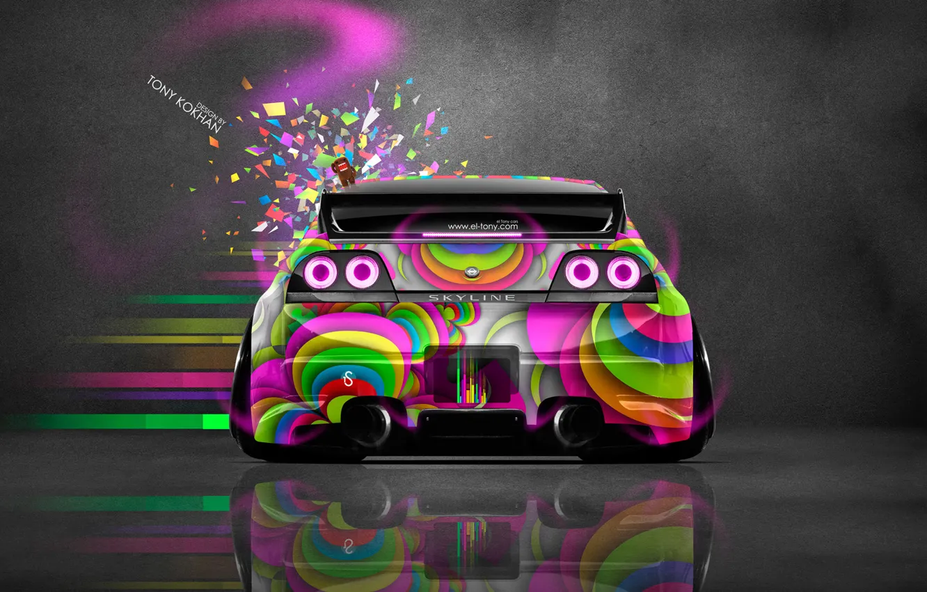 Photo wallpaper Pink, Neon, Toy, Style, Nissan, GTR, Pink, Nissan
