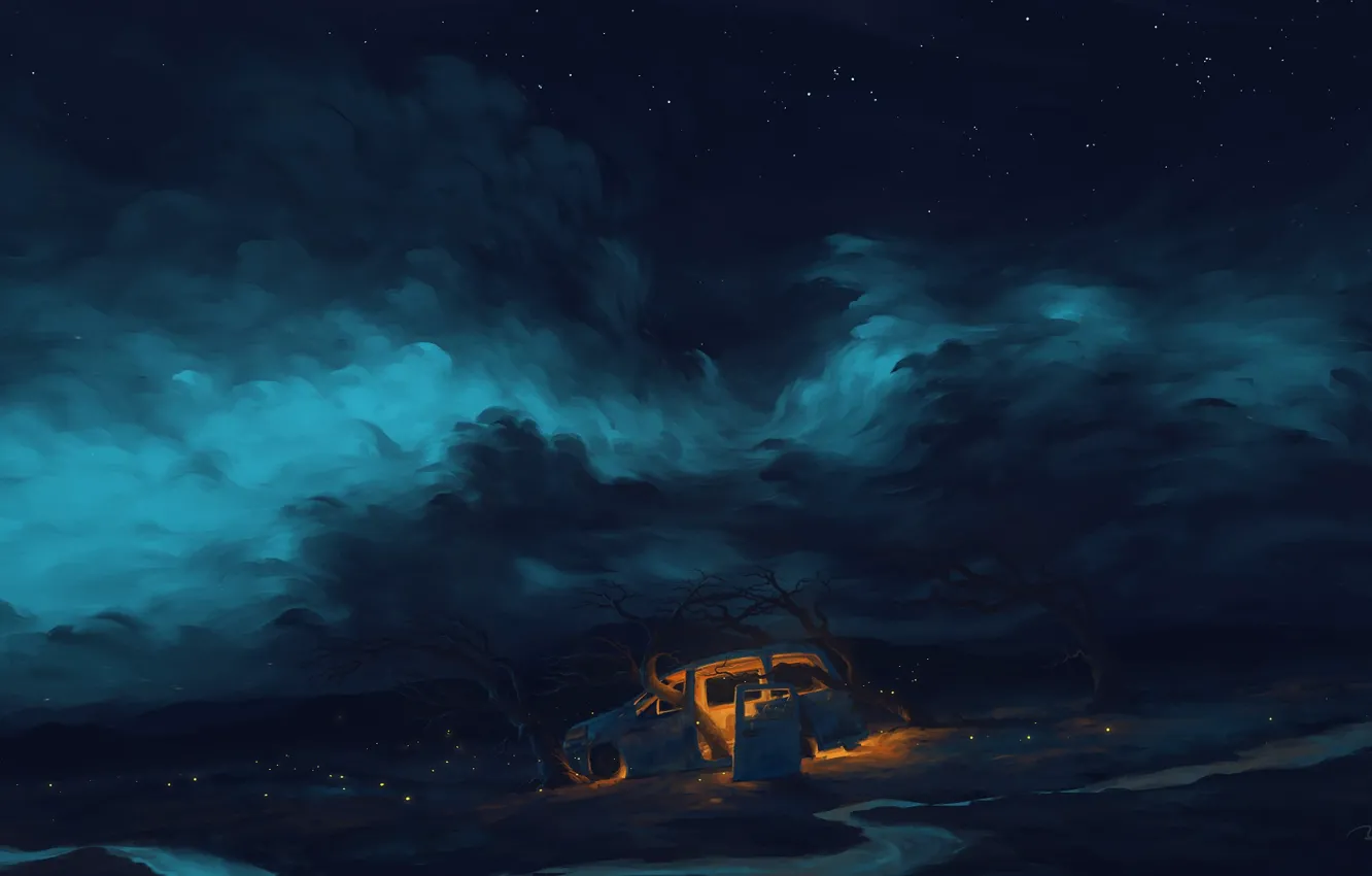 Photo wallpaper clouds, art, body