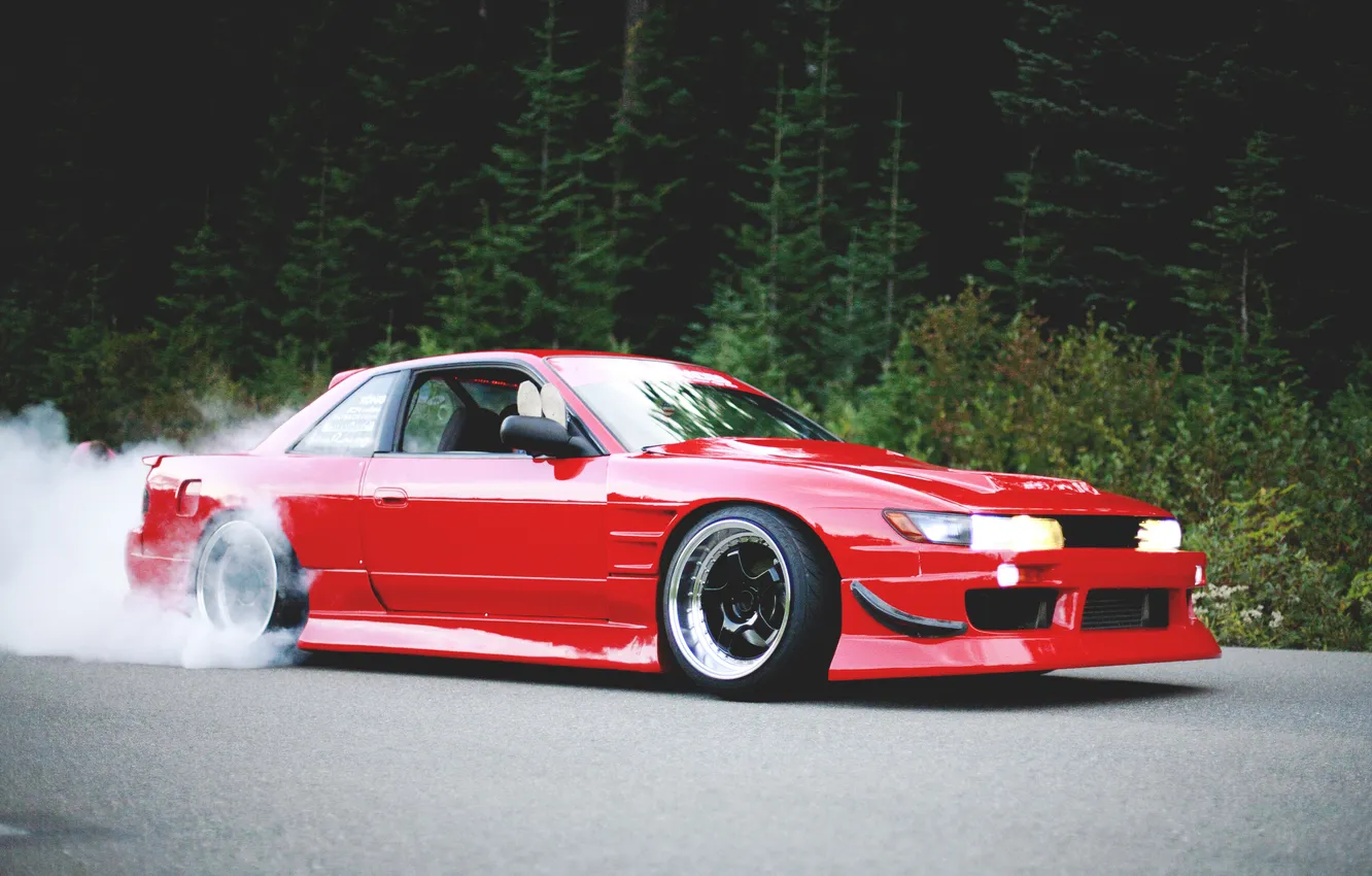 Photo wallpaper red, red, drift, Silvia, Nissan, drift, Nissan, s13