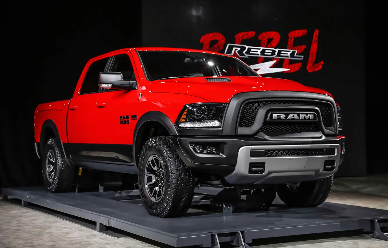 Photo wallpaper Dodge, Red, Power, 1500, Pickup, Ram, Hemi, Rebel