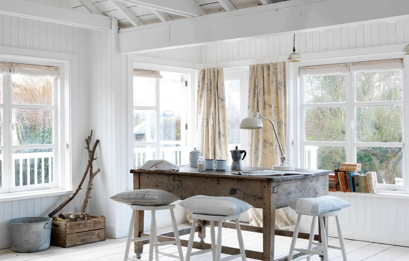 Photo wallpaper table, room, interior, book