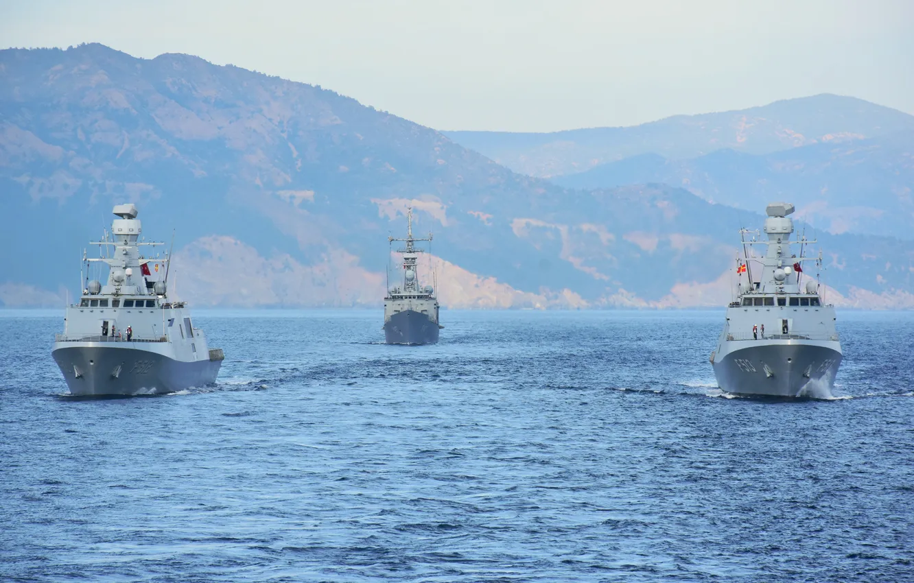Photo wallpaper exercises, Corvette, Turkish Navy