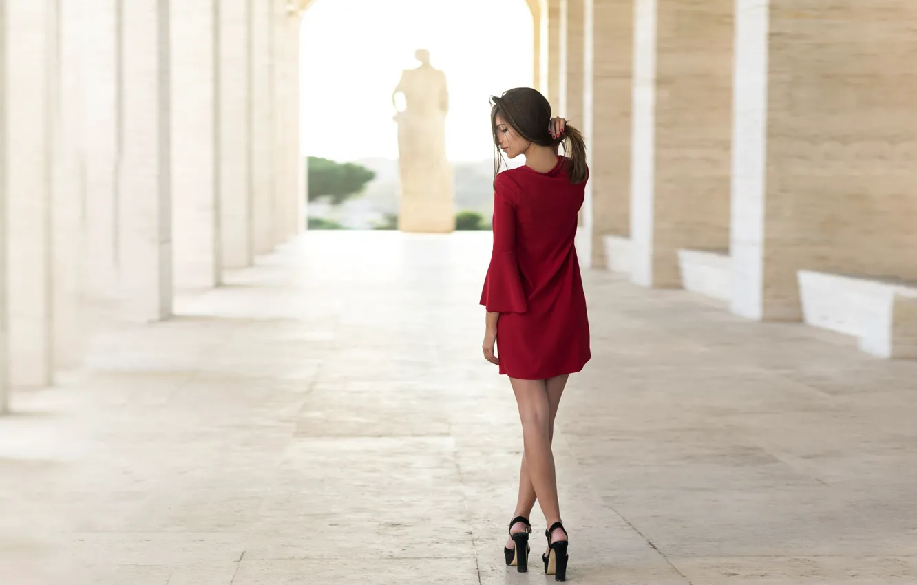 Photo wallpaper girl, pose, back, dress, Nicholas David Furnari