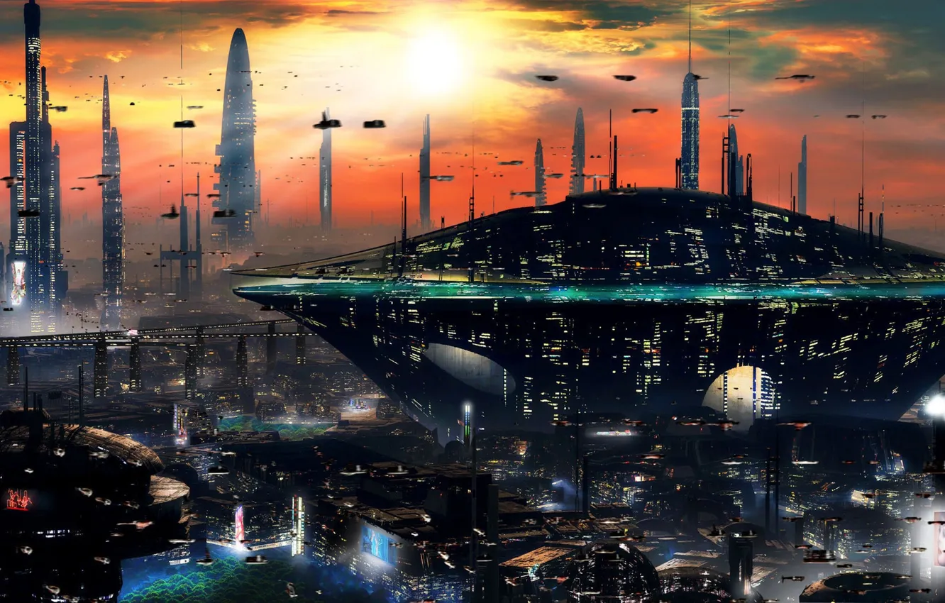 Photo wallpaper city, art, sci-fi, artwork, futuristic, cities