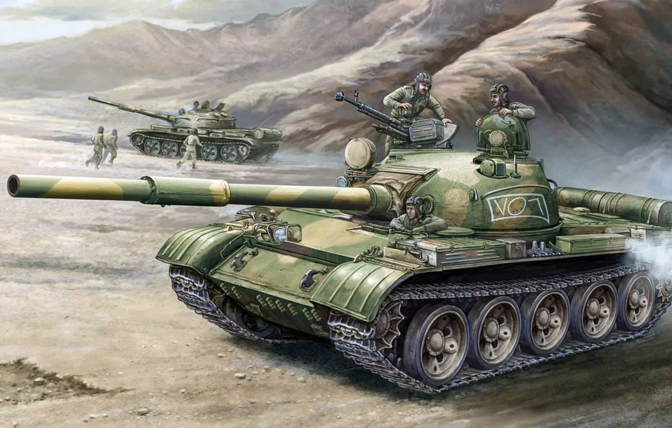 Photo wallpaper figure, art, Soviet medium tank, T-62, object 166