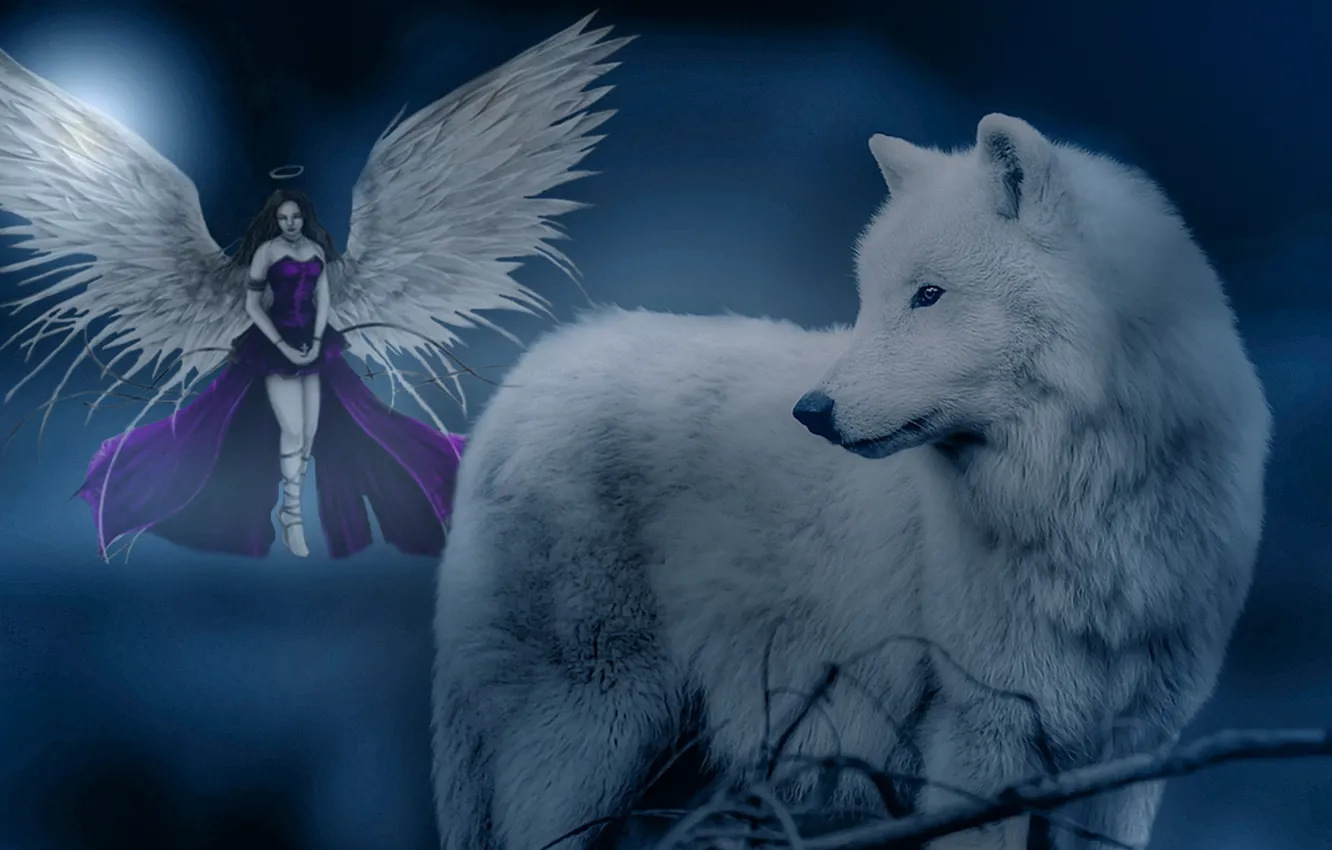 Photo wallpaper fantasy, wolf, The Wolf Guardian