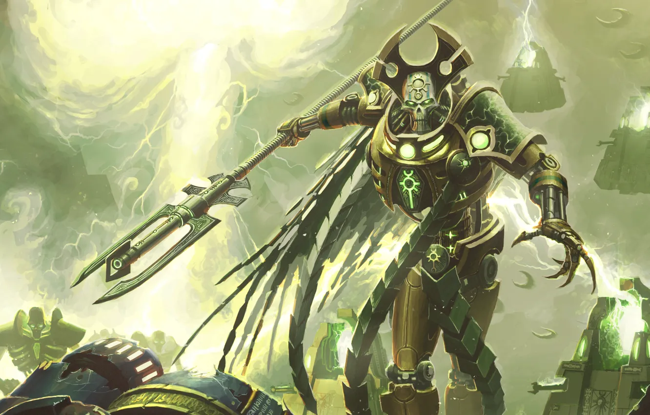 Photo wallpaper energy, the explosion, weapons, armor, Warhammer, offensive, Necron Overlord
