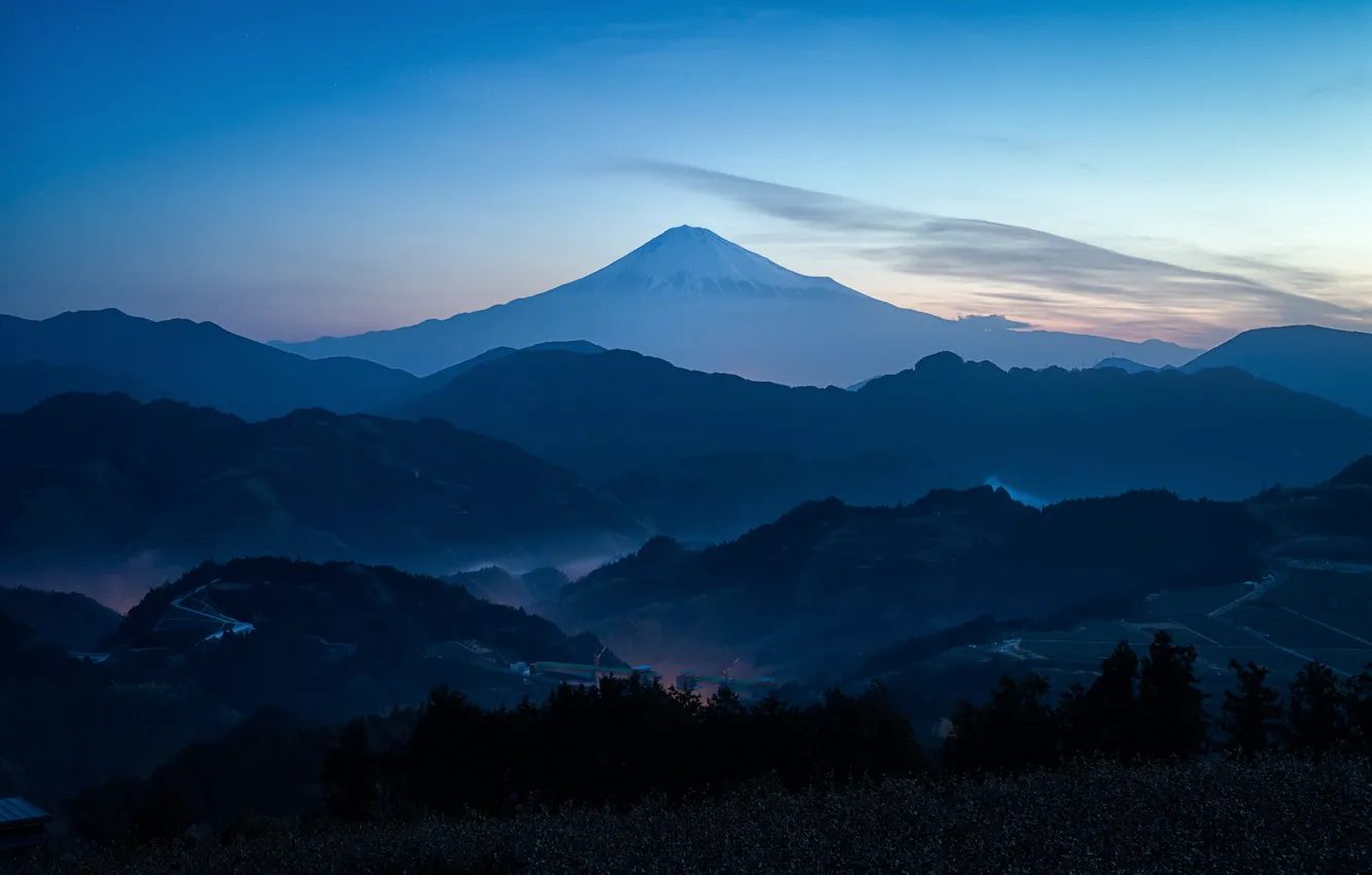 Photo wallpaper mountain, spring, Japan, haze, Fuji, March, Mount Fuji