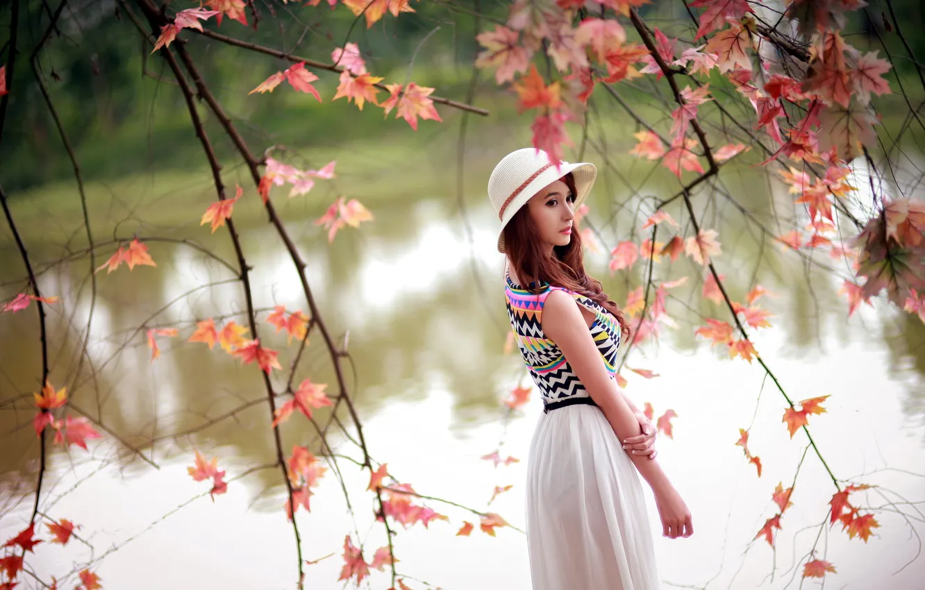 Photo wallpaper girl, nature, Asian