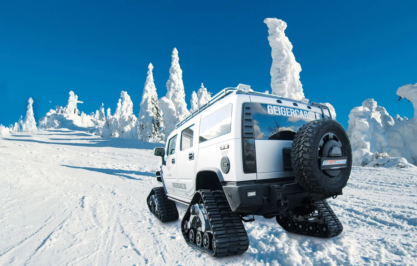Photo wallpaper winter, machine, the sky, snow, Wallpaper, wallpaper, Hummer, GeigerCars