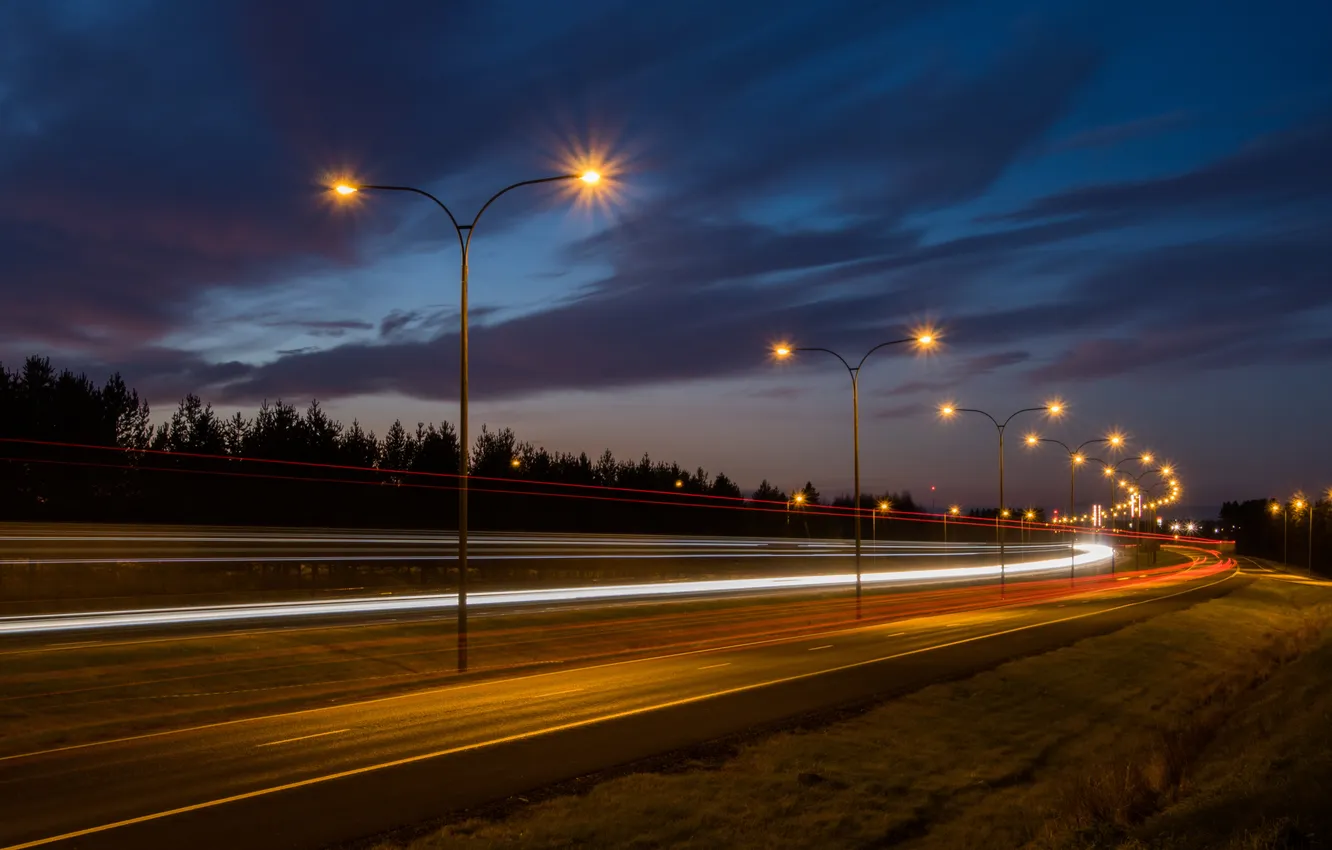 Photo wallpaper night, the city, lights