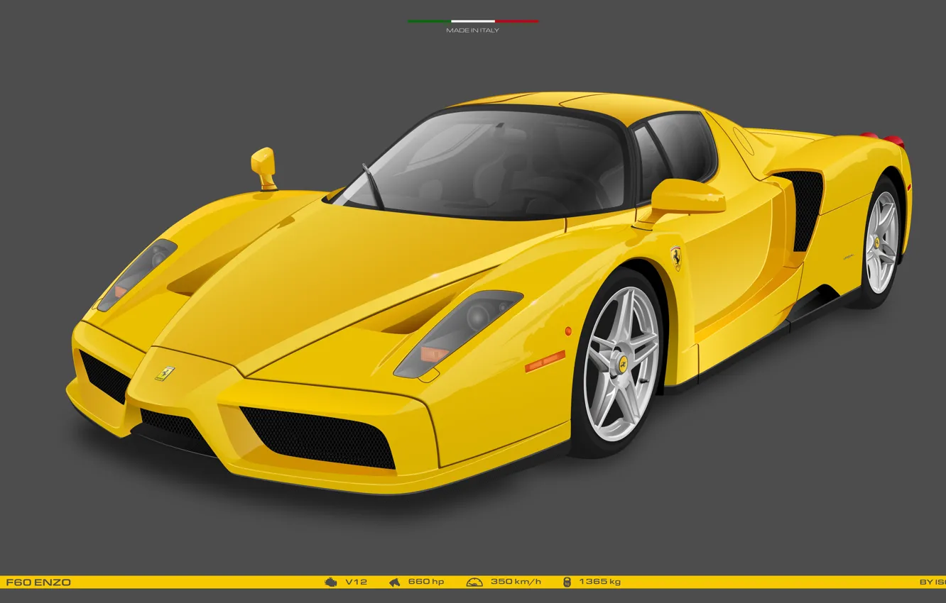 Photo wallpaper Yellow, Ferrari, car, sports cars, FerrariEnzo