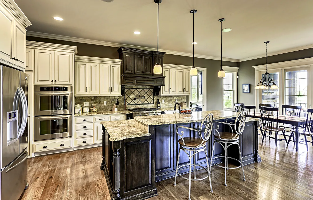 Photo wallpaper furniture, Villa, interior, kitchen, luxury, design, interior, headsets