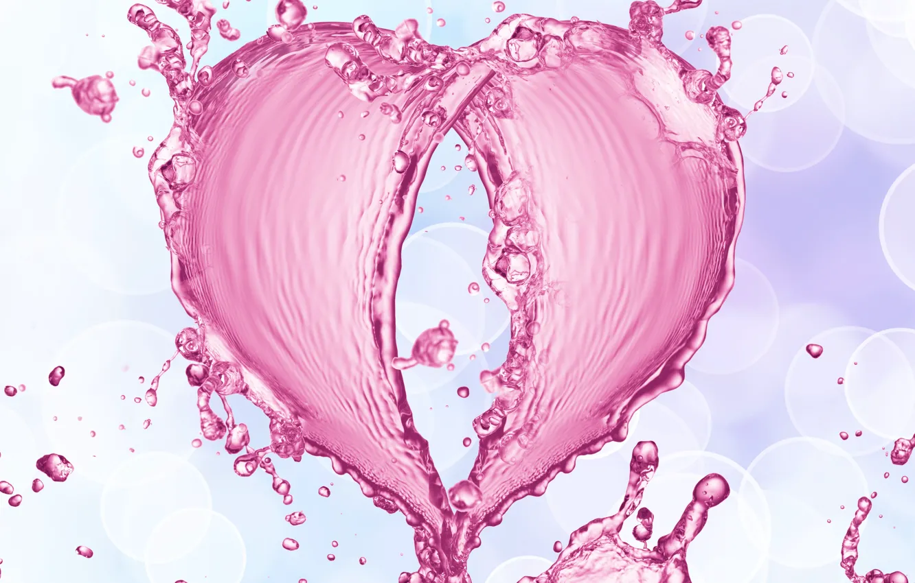 Photo wallpaper water, drops, squirt, pattern, heart