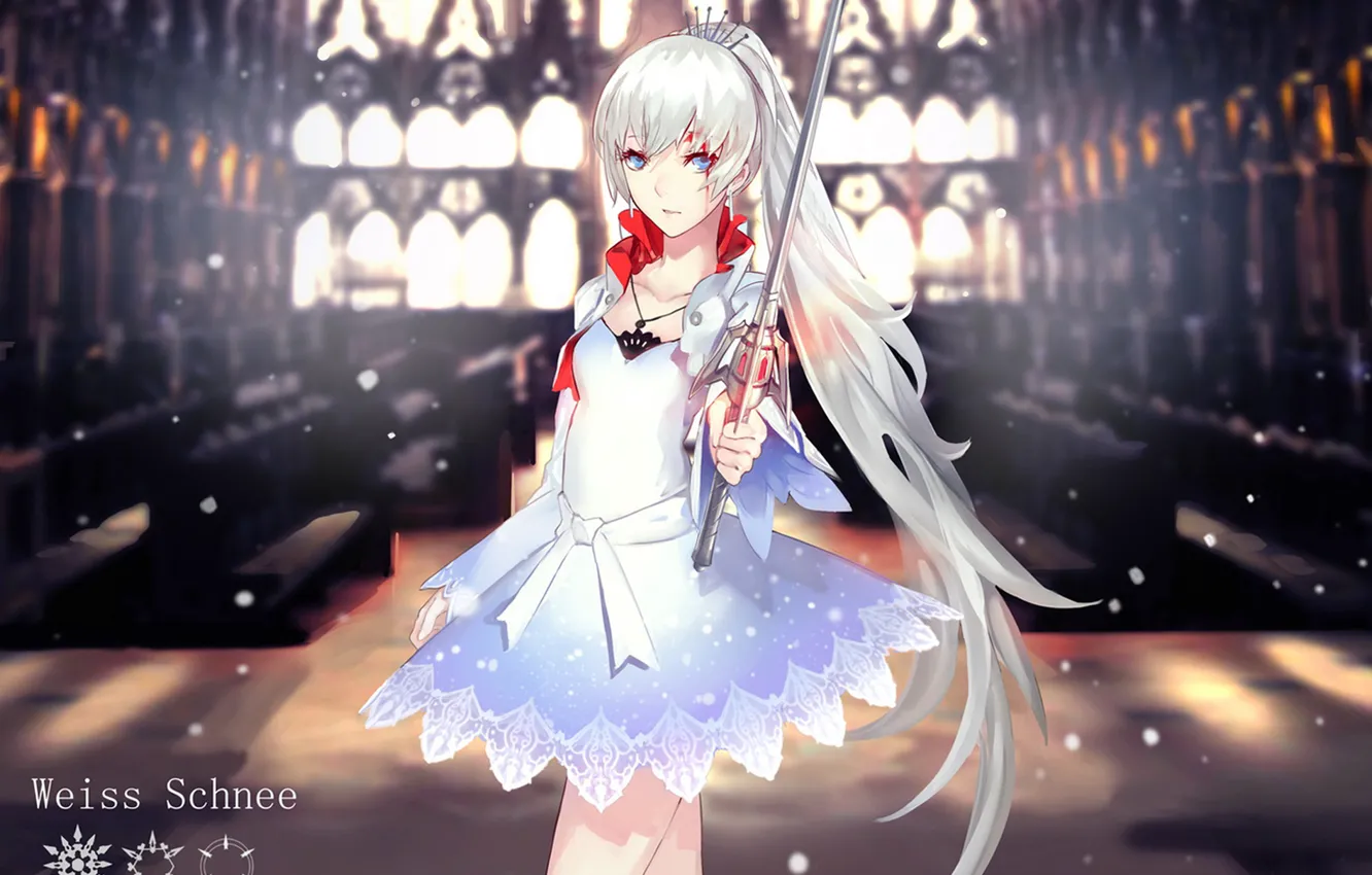 Photo wallpaper girl, snow, blood, sword, White Snow, RWBY