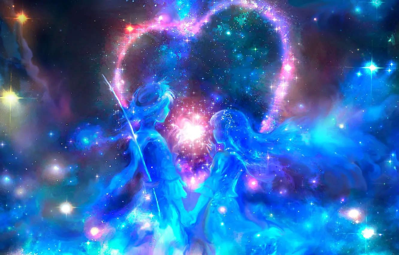 Photo wallpaper space, heart, fantasy, constellation, vlublenniy