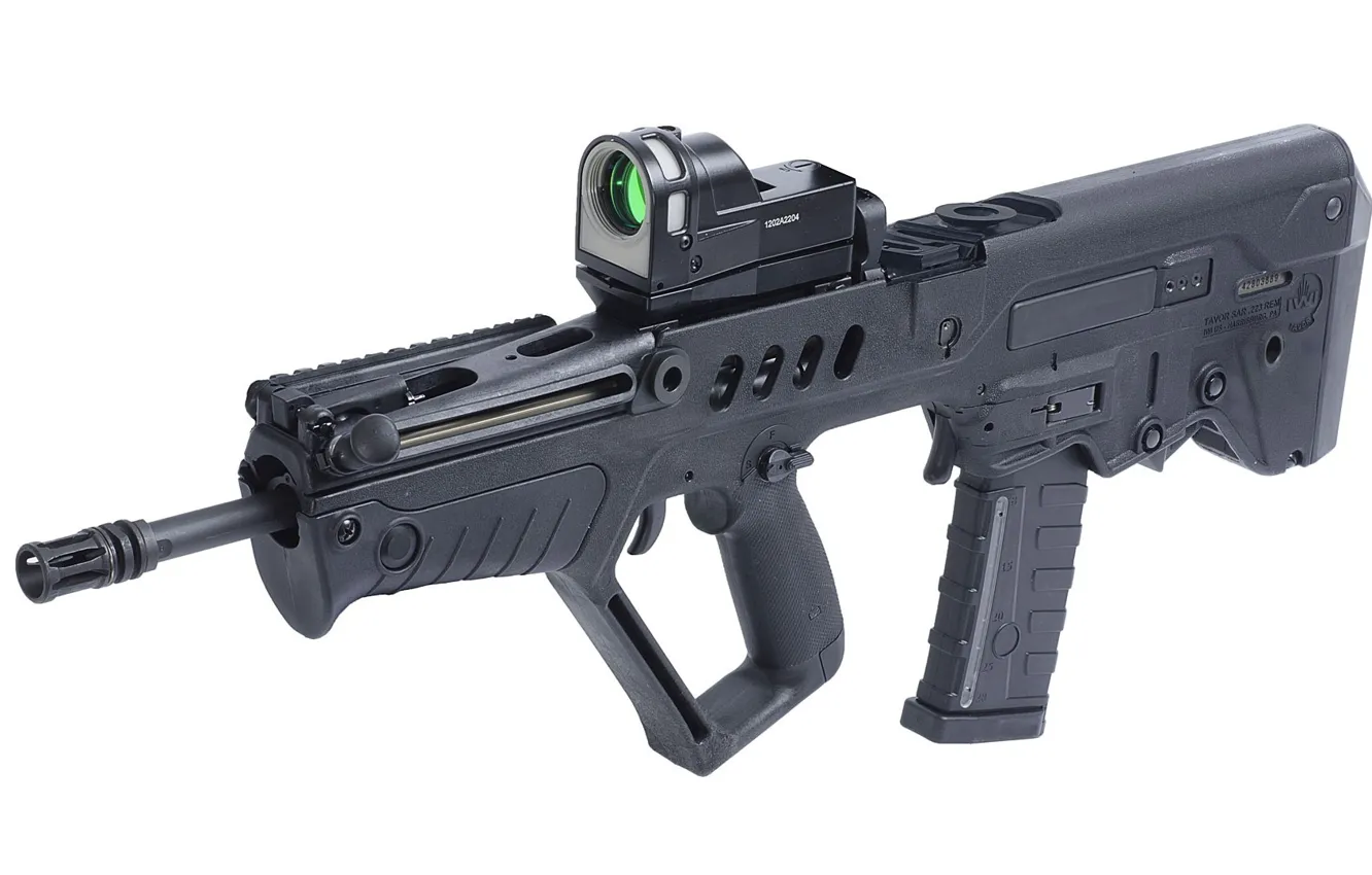 Photo wallpaper gun, weapon, background, rifle, assault rifle, machine gun, Tavor, Israel Weapon Industries