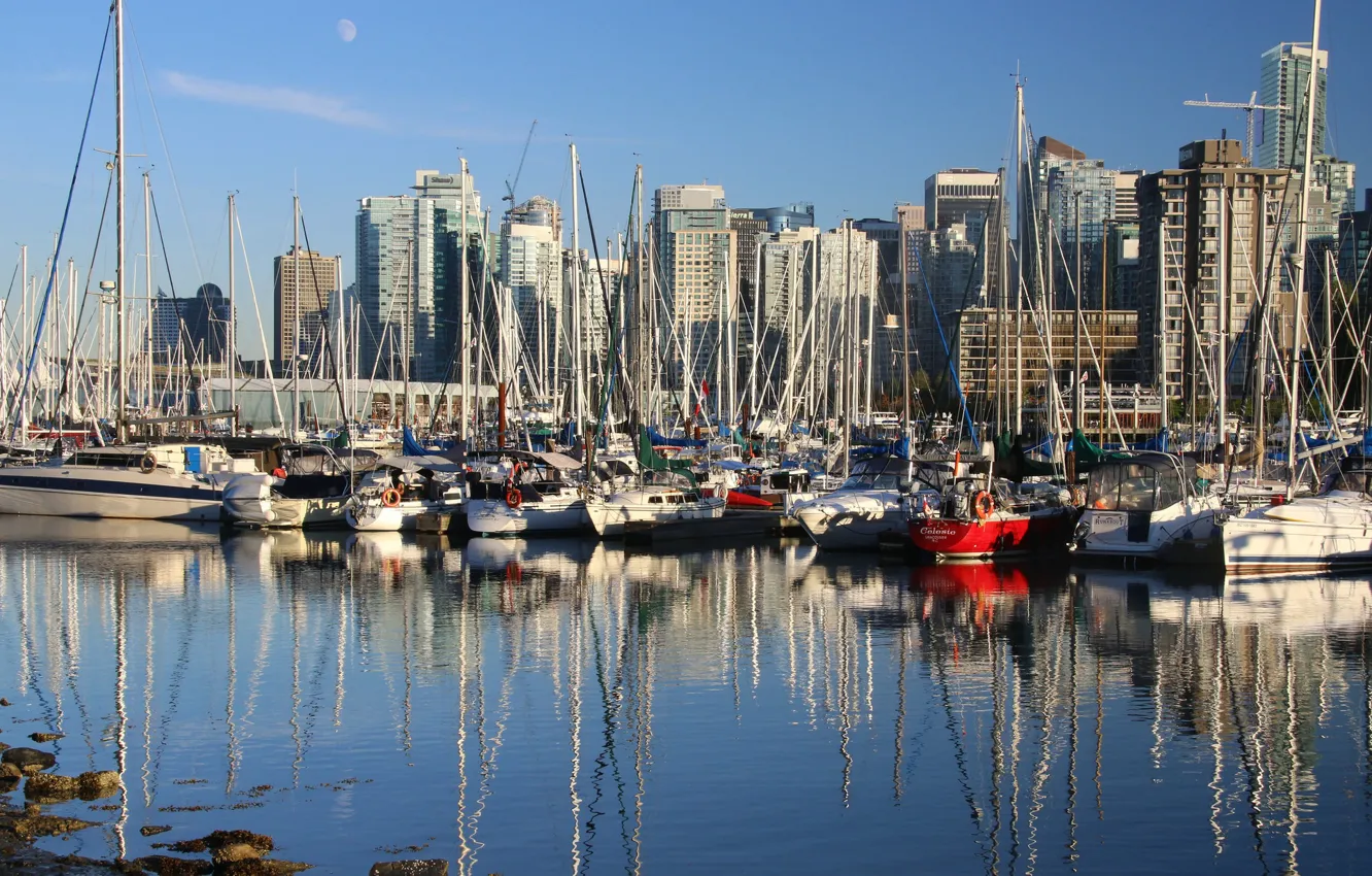 Photo wallpaper boat, home, yacht, Canada, Vancouver, harbour