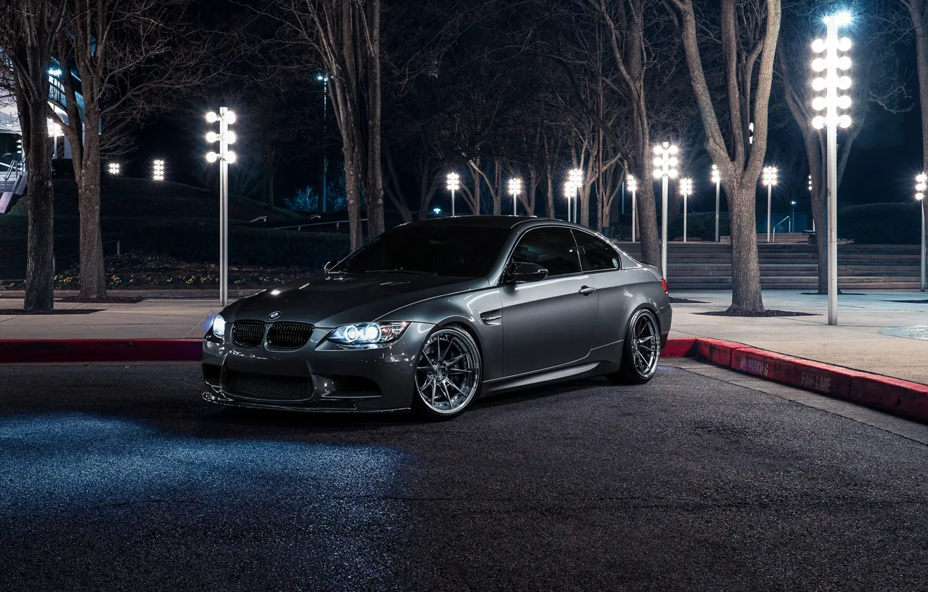 Photo wallpaper bmw, grey, night, e92