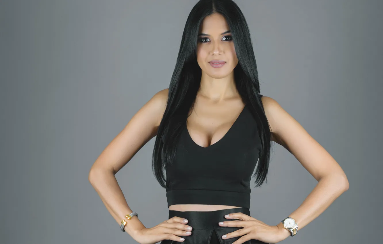 Photo wallpaper look, hair, brunette, neckline, latina