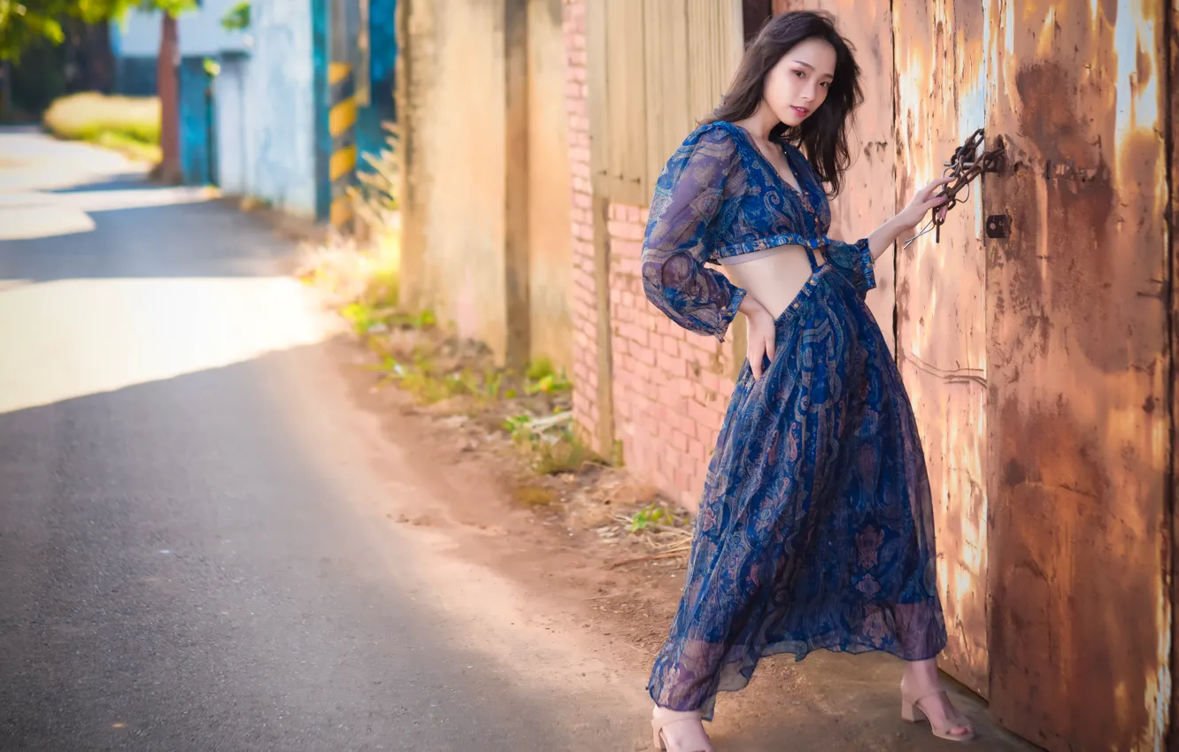 Photo wallpaper street, girl, Asian