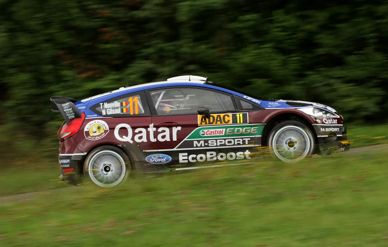 Photo wallpaper Ford, Grass, Forest, Focus, WRC, Rally, Neuville