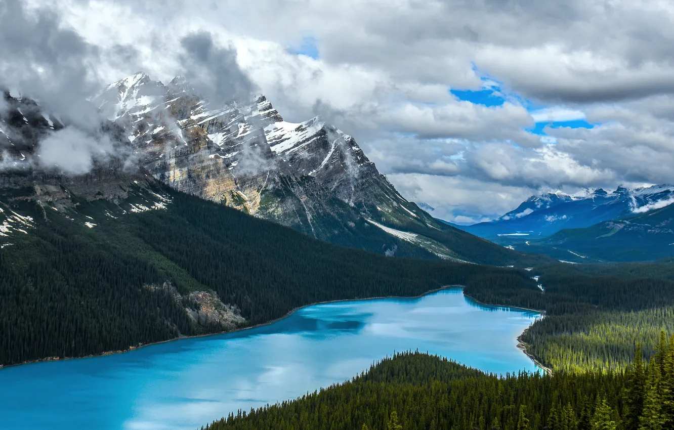 Photo wallpaper mountains, lake, Canada