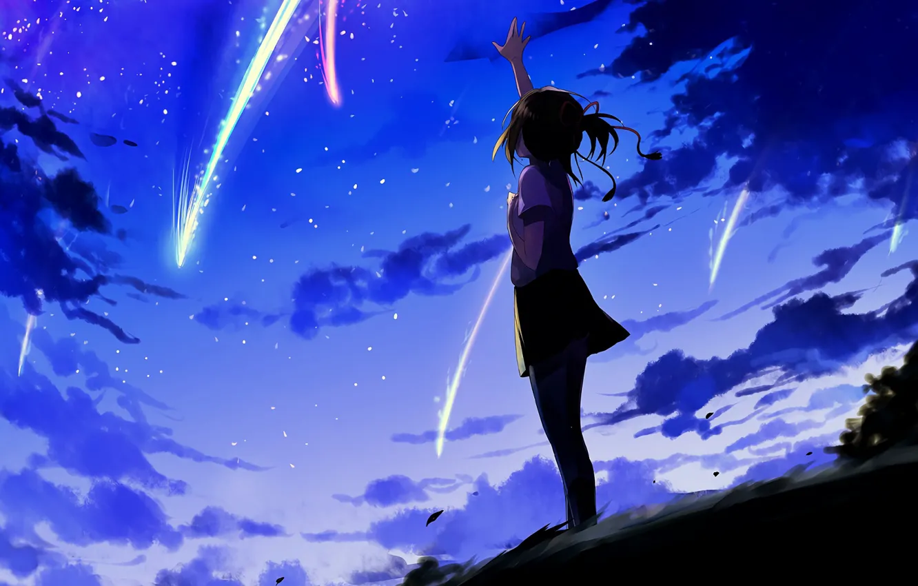 Photo wallpaper the sky, the evening, anime, art, girl, Kimi no VA On, Your name