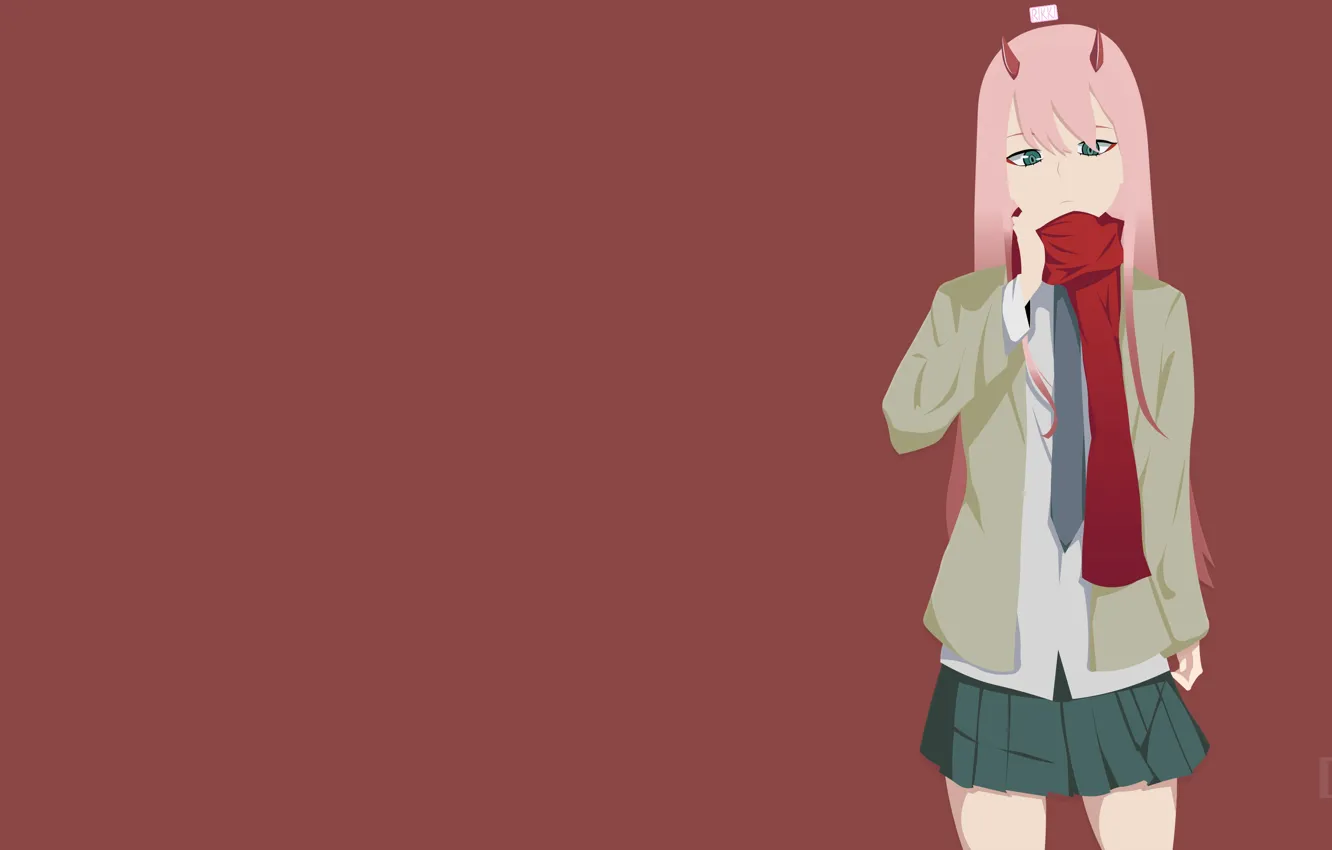 Photo wallpaper girl, minimalism, Minimalism, Darling In The Frankxx, Cute in France, Zero Two
