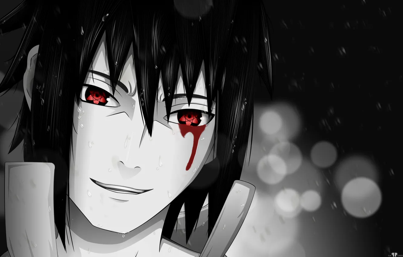 Photo wallpaper blood, naruto, tear, naruto, shippuuden, grin, Mangekyou, shippuden