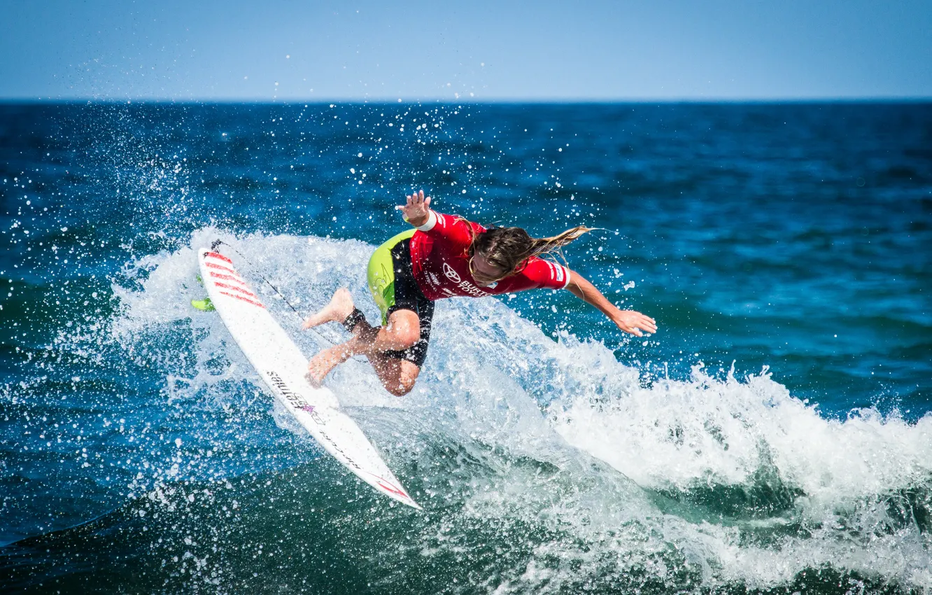 Photo wallpaper wave, squirt, Board, athlete, surfing