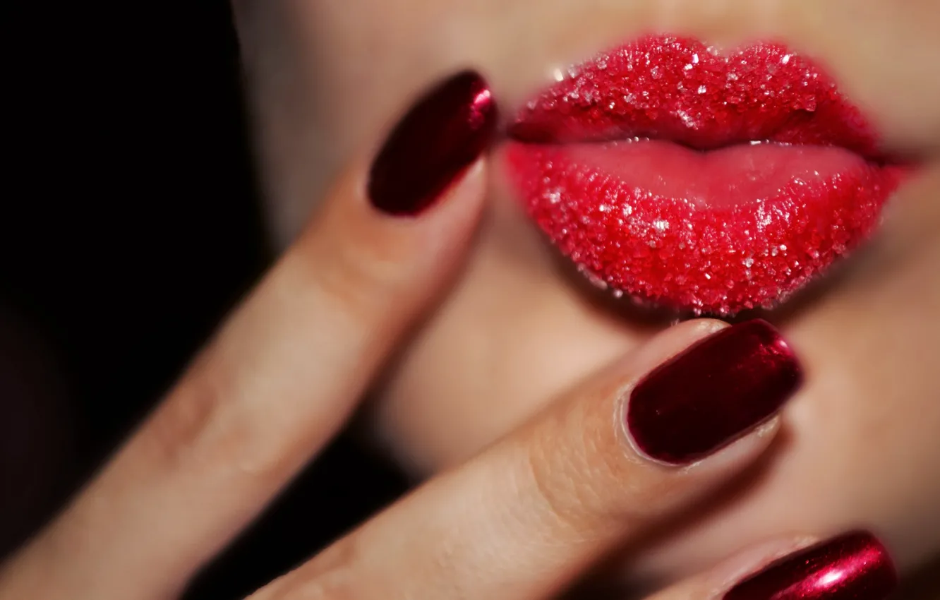 Photo wallpaper sexy, lips, sugar, nail, makeup