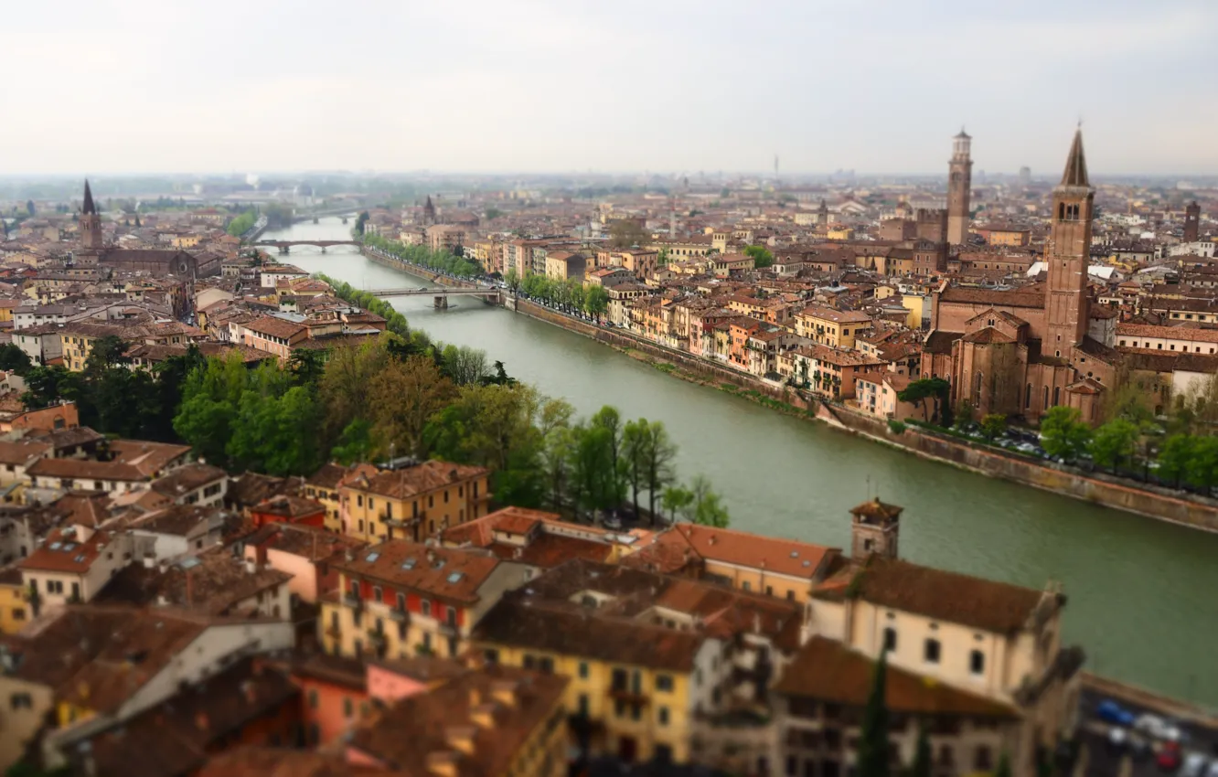 Photo wallpaper roof, river, Italy, river, Italy, Verona, Verona, roof